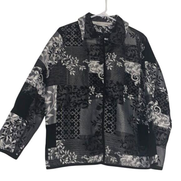 Drapers & Damons Womens Floral Patchwork Jacket Black & White - Picture 1 of 11